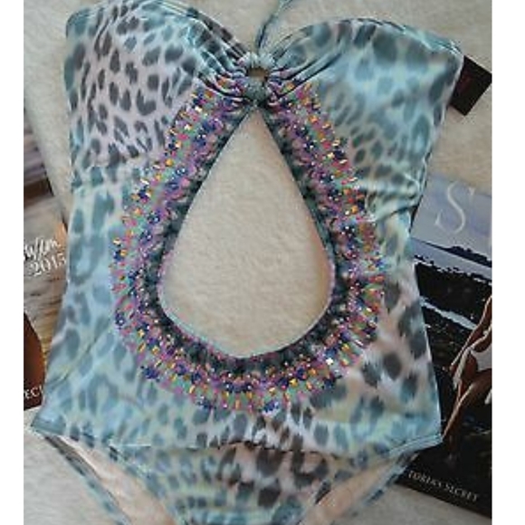 New Victoria Secret Jewelled Open-Front Swimsuit M - Picture 4 of 8